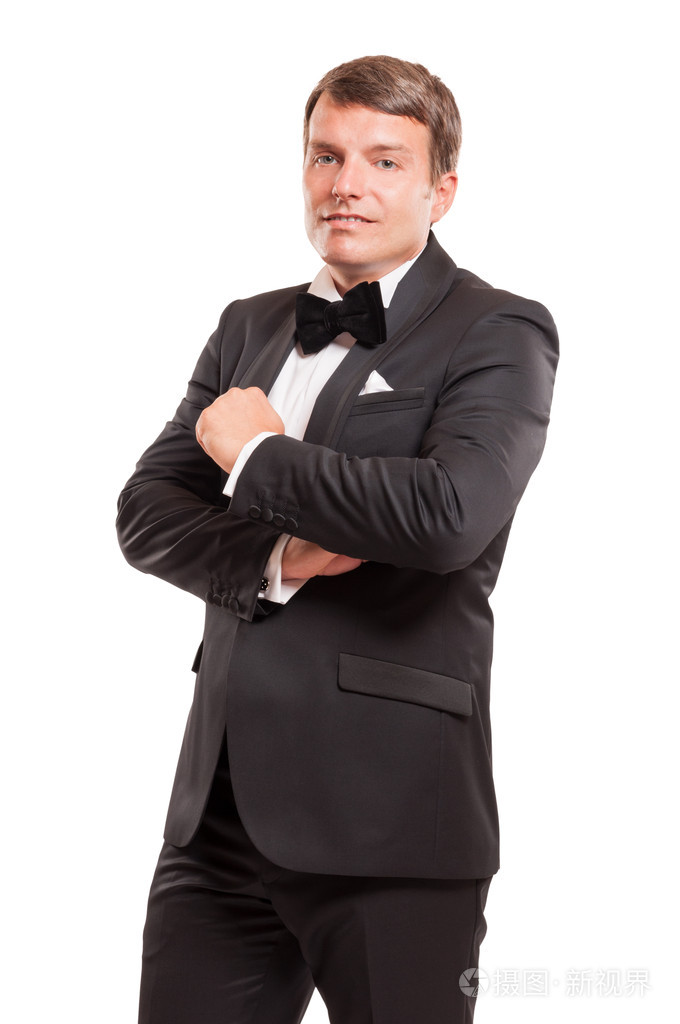 白色背景上孤立的优雅绅士
