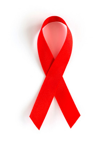 艾滋病认识红心丝带孤立在白色背景