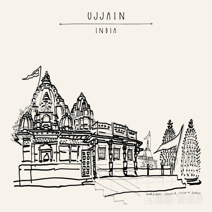 印度中央邦 ujjain harsiddhi 门迪尔 (印度教寺庙) 示意图