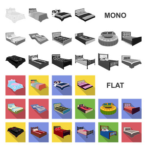 不同的床平面图标集集合中的设计。用于睡眠矢量等距符号的家具 web 插图