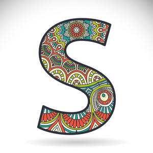 庄严的浪漫的花s英语字母表的第3个字母s 字母图标抽象标志设计和箭头