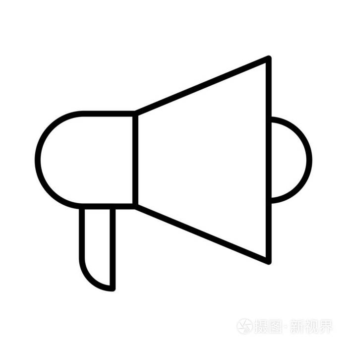 喇叭平面图标上白色背景矢量插图孤立