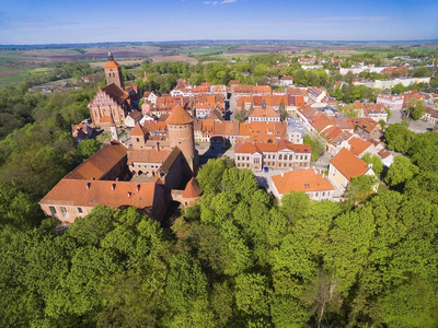 中世纪 Reszel 镇的鸟瞰图Warmia 地区小镇, 历史悠久, 历史古迹众多, 旅游景点繁多, 波兰