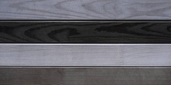 灰色和浅灰色的木板. 抛光板。不同类型的木材。白橡木。博格橡木。小核桃。木材纹理