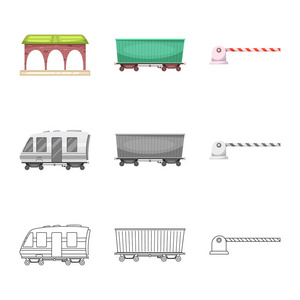 列车和车站符号的矢量设计。网上火车票股票符号的收集