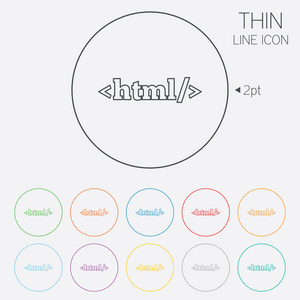html 标志图标。标记语言符号