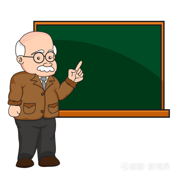 教授或教师在黑板上的插图