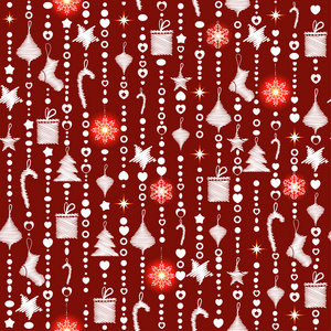 圣诞花环的红色背景上的无缝模式