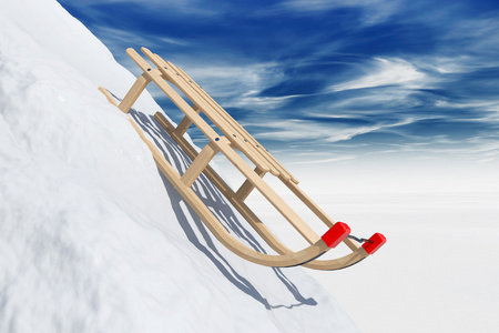滑雪橇在雪中照片