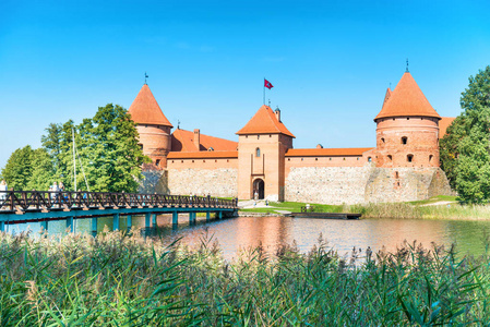 特拉凯城堡在海岛湖在立陶宛