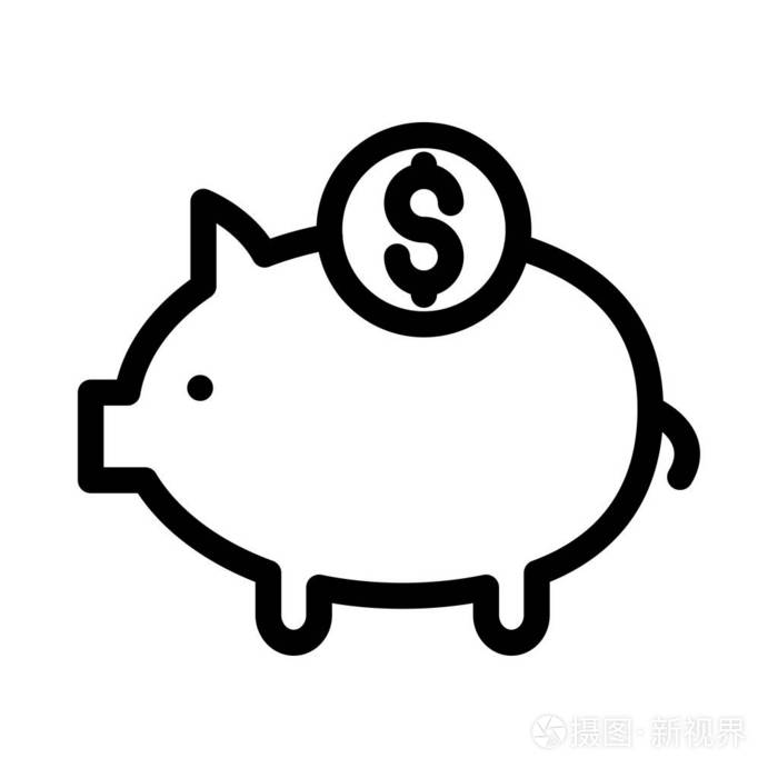 存钱罐与美元硬币平面图标查出在白色背景, 向量, 例证插画-正版商用