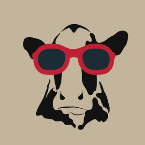 戴着眼镜一头牛的矢量图像