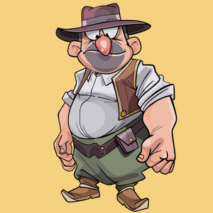 清朝人物漫画男卡通滑稽人物腹男牛仔帽照片