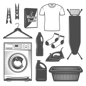 洗衣房和服务矢量设计元素