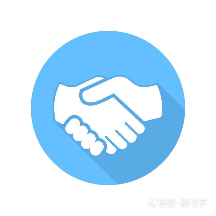 蓝色圆圈矢量标志设计中握手图标的矢量