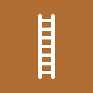棕色背景下木梯的平面矢量图标概念