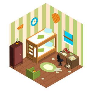 适度的学生住宿.宿舍的房间是等距照片