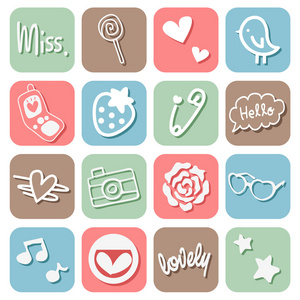 甜美可爱的图标集照片