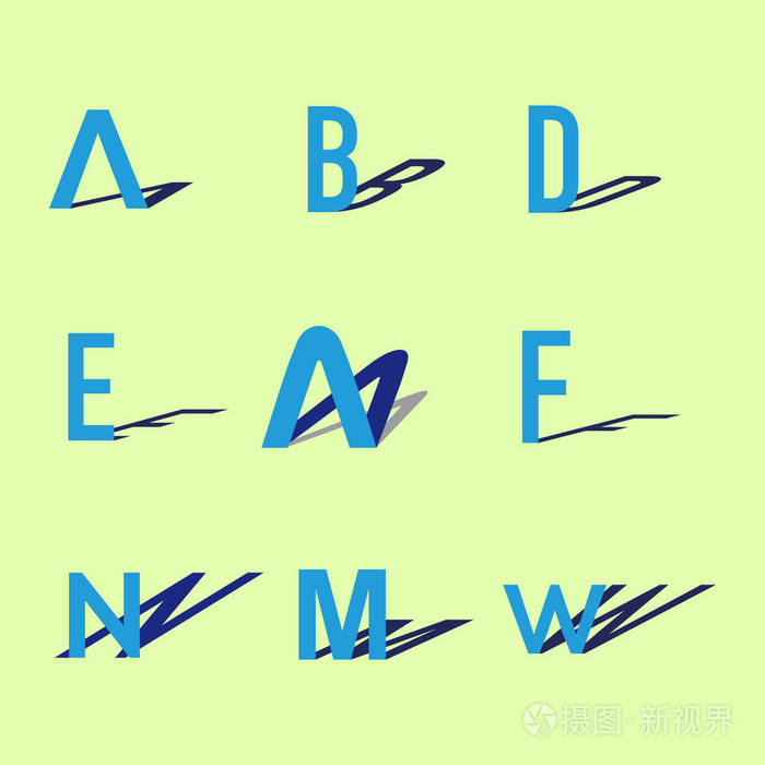 用阴影标识元素设置字母表字母.卷影字母收集矢量模板