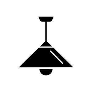 现代吸顶灯的向量例证。锥形吊灯的平面图标。家庭和办公室照明。白色背景上的独立对象