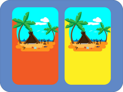 一套横幅与棕榈树和海滩