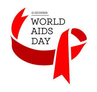 世界艾滋病日。向量例证与红色丝带在白色背景