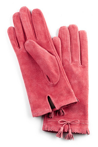 粉色麂皮绒手套