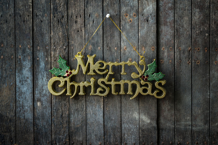 快乐圣诞文本设计木墙上