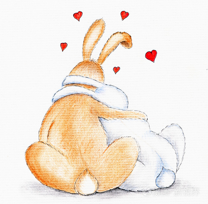在爱情中的两个兔子