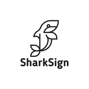 线条艺术风格的标志, 一种程式化的鲨鱼或海豚