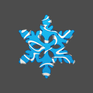 银色和蓝色的节日雪花在灰色背景下被隔离。圣诞节元素在银色抽象软的线。3d 渲染