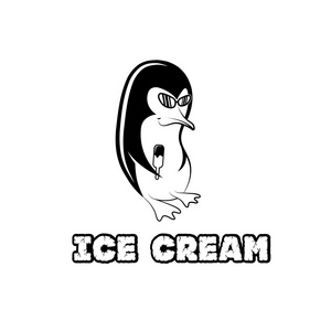 企鹅在太阳镜控股冰淇淋