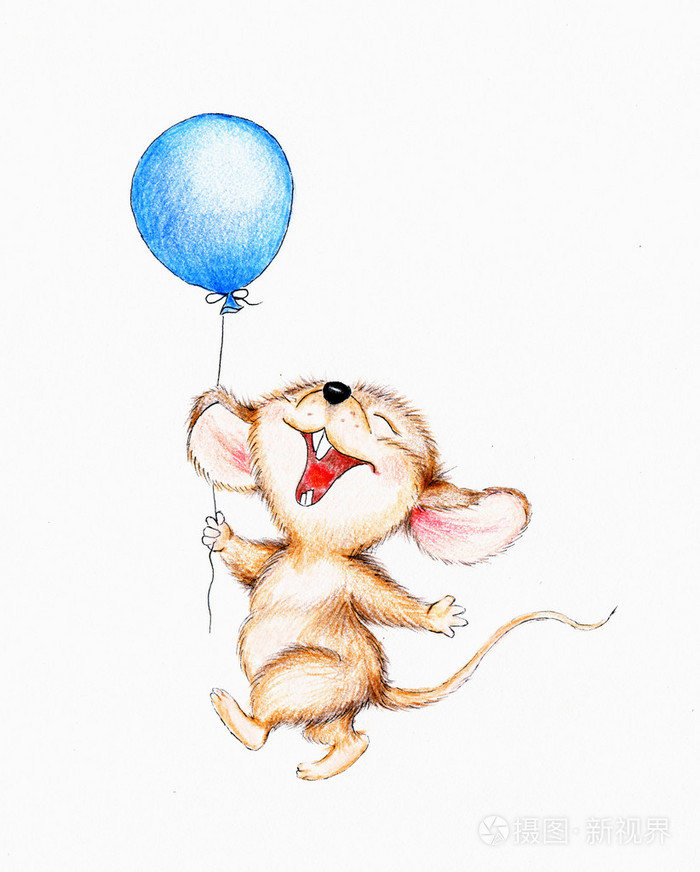 快乐的老鼠,与气球照片-正版商用图片08khhq-摄图新视界