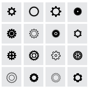 矢量黑色齿轮图标集