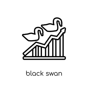 黑天鹅图标。时尚现代平面线性向量黑天鹅图标在白色背景从细线黑天鹅汇集, 概述向量例证
