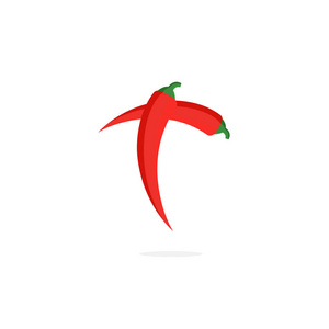 现代向量辣椒标志字母 t. t 红辣椒字母设计向量