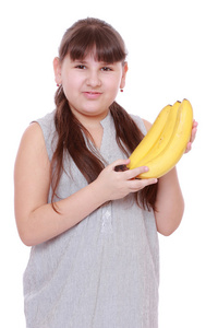 女孩控股香蕉