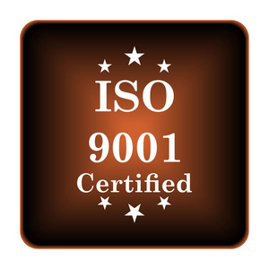 Iso9001 图标。白色背景上的互联网按钮