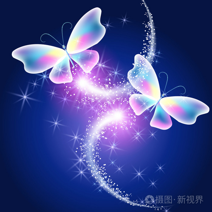 蝴蝶和发光烟花