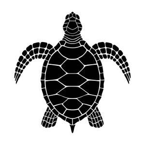 图标海龟。白色背景上的查出的黑色符号。纹身。向量例证