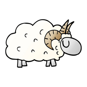 动画片涂鸦绵羊与牛角