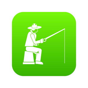 渔夫与钓鱼竿图标数字绿色图片