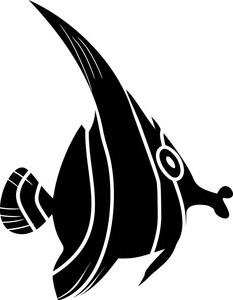 热带海洋水族馆鱼黑色剪影