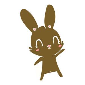 逗人喜爱的平板彩色动画片兔子
