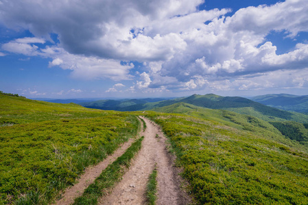 Bieszczady 国家公园风景在波兰, 风景从山牧场 Wetlina