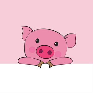 粉红猪在粉红色背景上被隔绝的向量例证