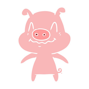 紧张的扁平颜色风格动画片猪