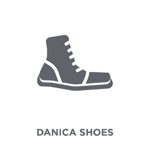 丹妮卡鞋图标。达尼卡鞋的设计理念从丹妮卡鞋类收藏。简单的元素向量例证在白色背景