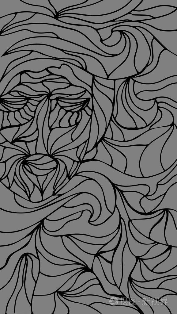 垂直向量马赛克手绘一个女孩的抽象例证