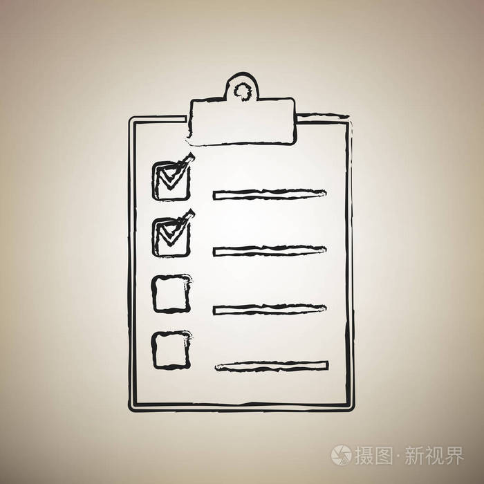 清单符号插图向量画笔绘制黑色图标在